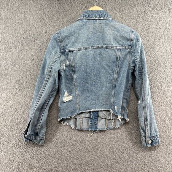 BLANK NYC Distressed Raw Hem Denim Jacket Size Small - Picture 3 of 9